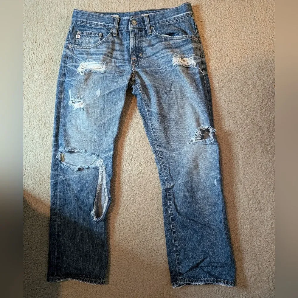 AG Adriano Goldschmied Distressed Ex-Boyfriend Crop Jeans - Picture 2 of 16